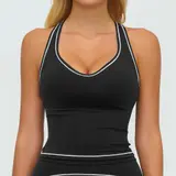 Volupie Stripe Cross Top | Top Deportivo Escote V Tirantes Cruzados