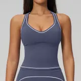 Volupie Stripe Cross Top | Top Deportivo Escote V Tirantes Cruzados