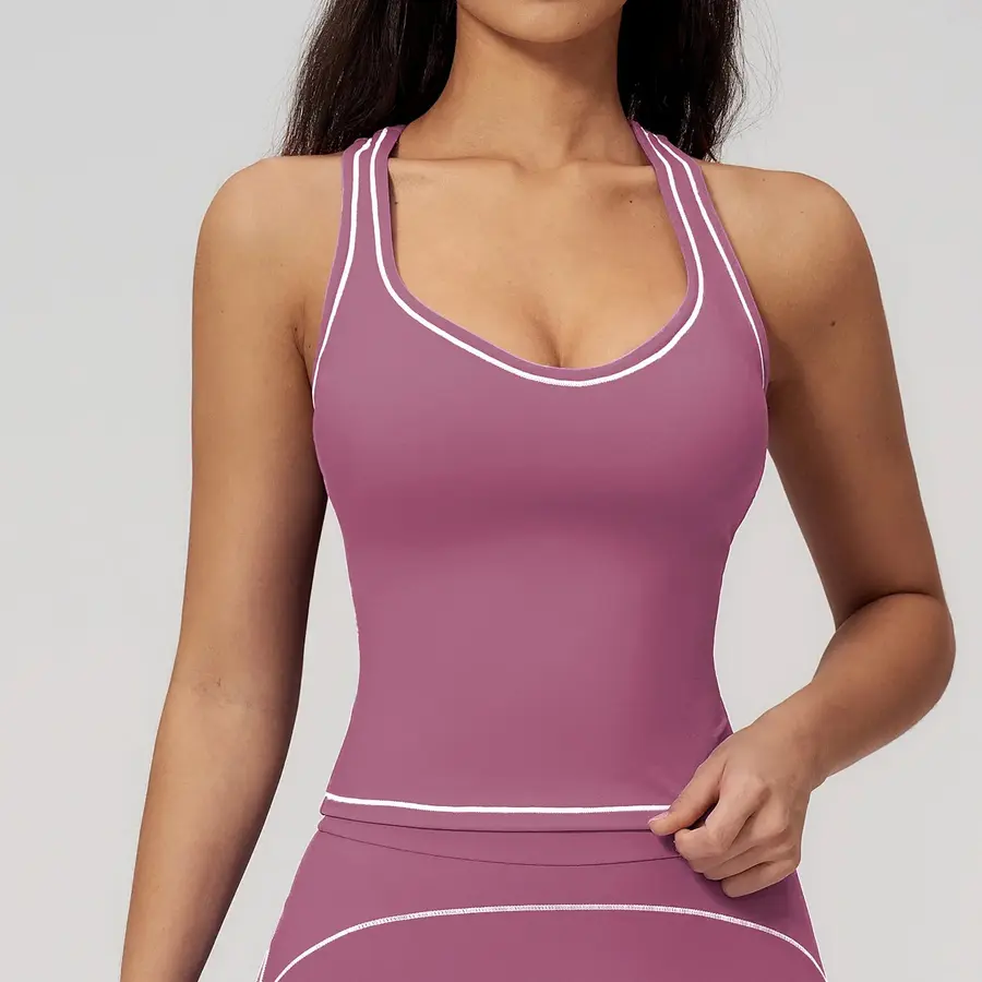 Volupie Stripe Cross Top | Top Deportivo Escote V Tirantes Cruzados