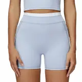 Volupie Stripe Short | Short Deportivo Tiro Alto Detalle Cós Blanco