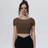 Volupie Mesh Crop Top | Top Cropped Manga Corta con Panel Mesh