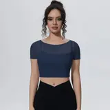 Volupie Mesh Crop Top | Top Cropped Manga Corta con Panel Mesh