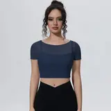 Volupie Mesh Crop Top | Top Cropped Manga Corta con Panel Mesh