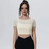 Volupie Mesh Crop Top | Top Cropped Manga Corta con Panel Mesh
