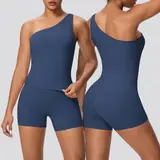 Volupie Diagonal Flow Short Set | Conjunto Top Un Hombro + Short Tiro Alto
