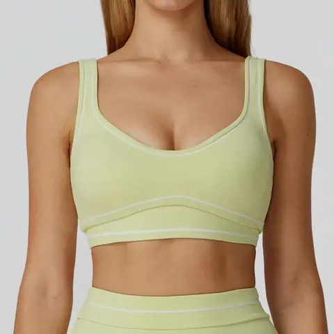 Volupie Stripe Bra | High Support U Neck Sports Bra