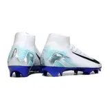 Nike Air Zoom Mercurial Superfly 10 Elite White and Blue Firm Ground FG Football Boot - White/Aqua