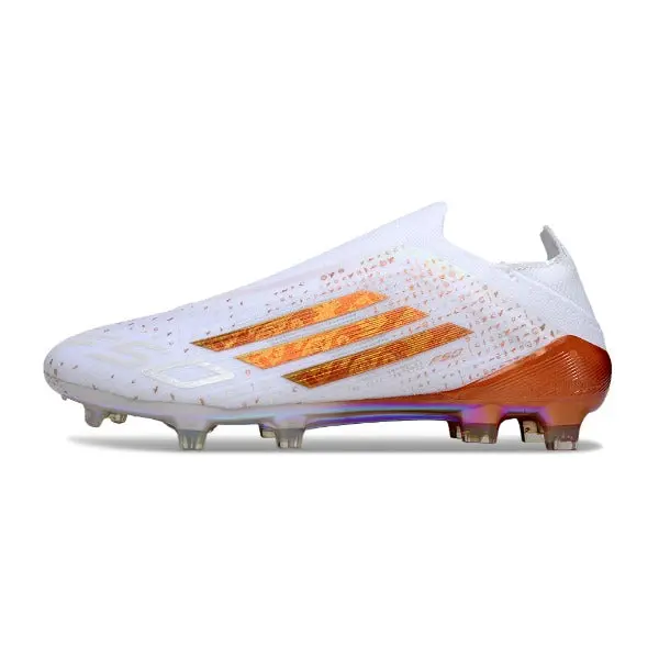 Adidas F50 Elite Laceless White Pack Firm Ground FG Kids Football Boot - White/Orange