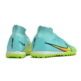 Nike Zoom Mercurial Superfly 9 Elite Green and Light Blue Turf TF Football Boot