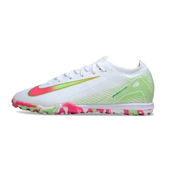 Nike Zoom Mercurial Vapor 16 Elite White Green and Pink Turf TF Football Boot