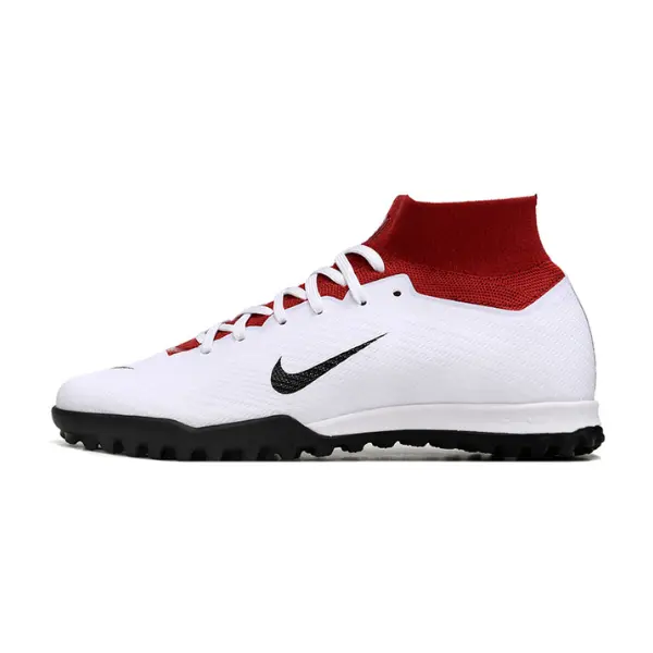 Nike Zoom Mercurial Superfly 9 Elite White and Red Turf TF Kids Football Boot