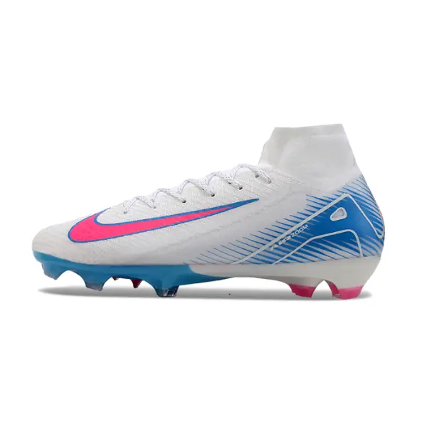 Nike Air Zoom Mercurial Superfly 10 Elite White Pink and Blue Firm Ground FG Football Boot