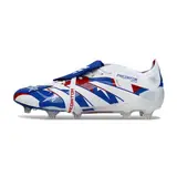 Adidas Predator 25 Elite White, Blue and Red Firm Ground FG Football Boot