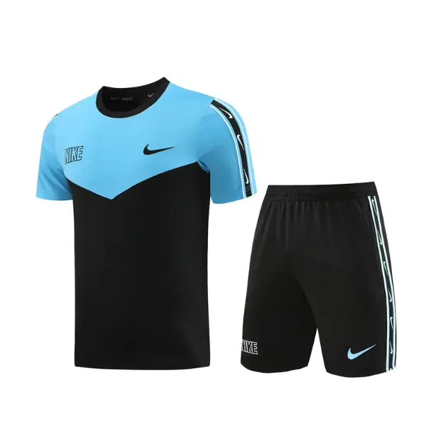 Nike Blue and Black Training Set T-Shirt and Shorts