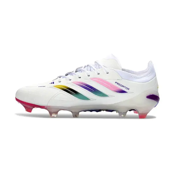 Adidas Predator 26 Elite White, Pink and Purple Firm Ground FG Football Boot