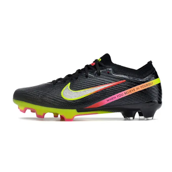 Nike Zoom Mercurial Vapor 15 Elite Black Pack Firm Ground FG Kids Football Boot - Black/Volt/Pink