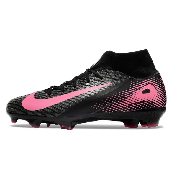 Nike Air Zoom Mercurial Superfly 10 Elite Black and Pink Firm Ground FG Kids Football Boot