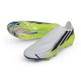 Adidas F50 Hyperfast Laceless Elite White, Light Green and BlueFirm Ground FG Football Boot