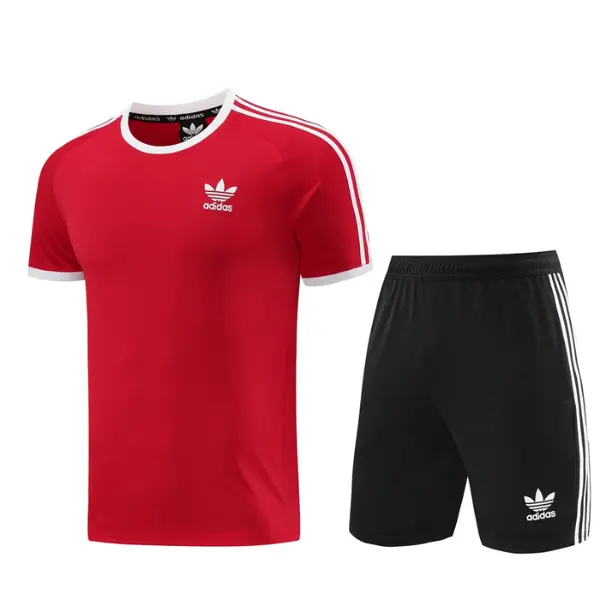 Adidas Red Training Set T-Shirt and Shorts - Trefoil Logo