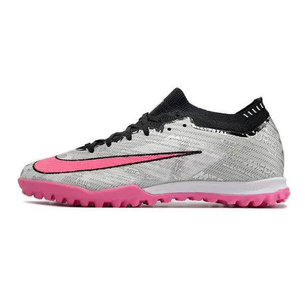 Nike Zoom Mercurial Vapor 15 Elite Gray and Pink Turf TF Kids Football Boot
