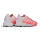 Adidas F50 Hyperfast Laceless Elite Pink and White Turf TF Football Boot - Coral Red/Grey
