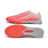Adidas F50 Hyperfast Laceless Elite Pink and White Turf TF Football Boot - Coral Red/Grey