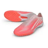Adidas F50 Hyperfast Laceless Elite Pink and White Turf TF Football Boot - Coral Red/Grey