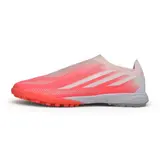 Adidas F50 Hyperfast Laceless Elite Pink and White Turf TF Football Boot - Coral Red/Grey