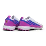 Adidas F50 Hyperfast Laceless Elite White, Pink and Blue Turf TF Football Boot