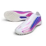 Adidas F50 Hyperfast Laceless Elite White, Pink and Blue Turf TF Football Boot