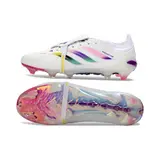 Adidas Predator 26 Elite Tongue White, Pink and Purple Firm Ground FG Football Boot