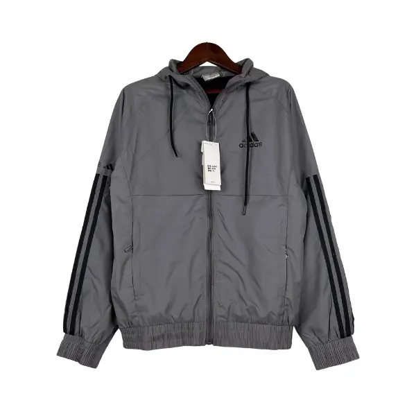 Adidas Grey and Black Windbreaker Jacket