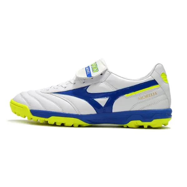 Mizuno Morelia Sala Classic White Blue and Yellow Turf TF Football Boot