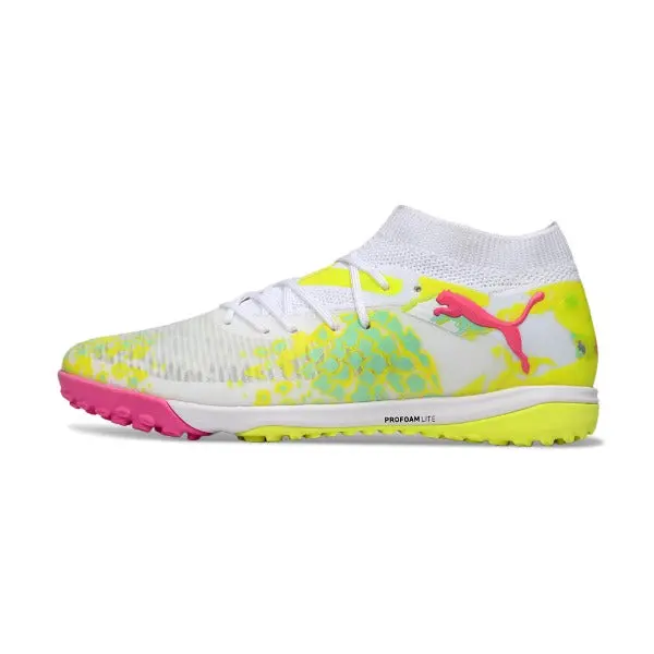 Puma Future 8 White, Pink and Yellow Turf TF Football Boot
