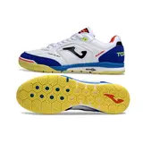 Joma Top Flex Rebound White Blue and Yellow Indoor IC Football Boot