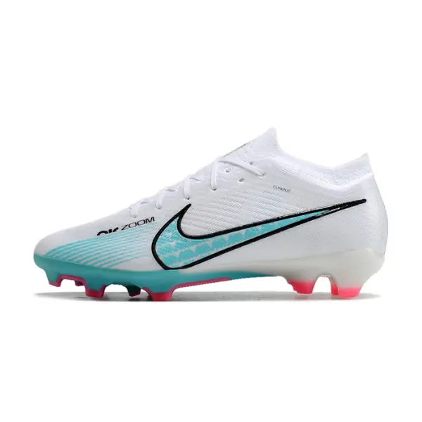 Nike Zoom Mercurial Vapor 15 Elite White Light Blue and Pink Firm Ground FG Kids Football Boot