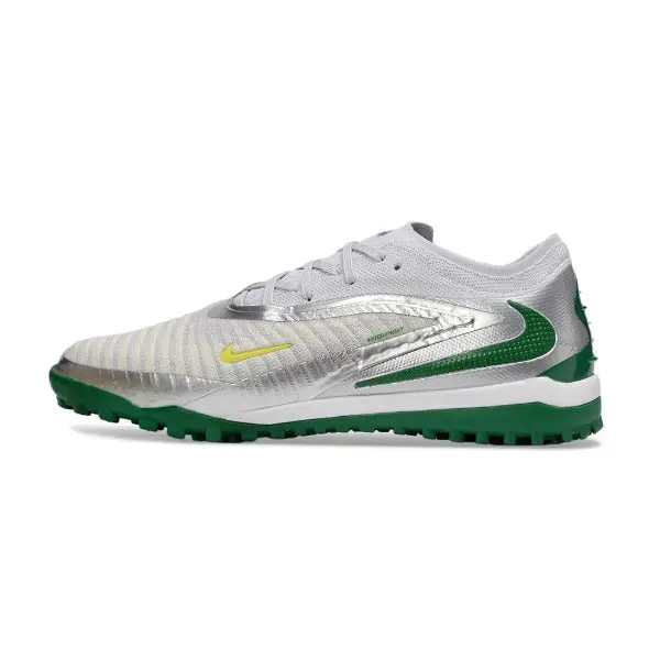 Nike Phantom 6 Elite Silver and Green Turf TF Football Boot