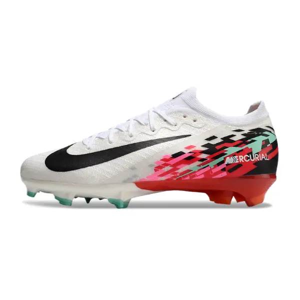 Nike Air Zoom Mercurial Vapor 16 Elite White and Red Firm Ground FG Football Boot - Teal Sole