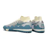 Nike x Patta Zoom Mercurial Superfly Elite White, Blue and Silver Turf TF Kids Football Boot