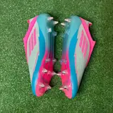 Adidas F50 Primeknit Elite Light Blue and Pink Mixed Studs SG Football Boot Size 44,5 Eur