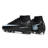 Nike Air Zoom Mercurial Superfly 10 Elite Black and Light Blue Firm Ground FG Kids Football Boot