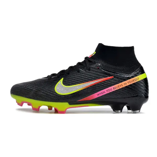 Nike Zoom Mercurial Superfly 9 Elite Black Pack Firm Ground FG Kids Football Boot - Black/Volt/Pink