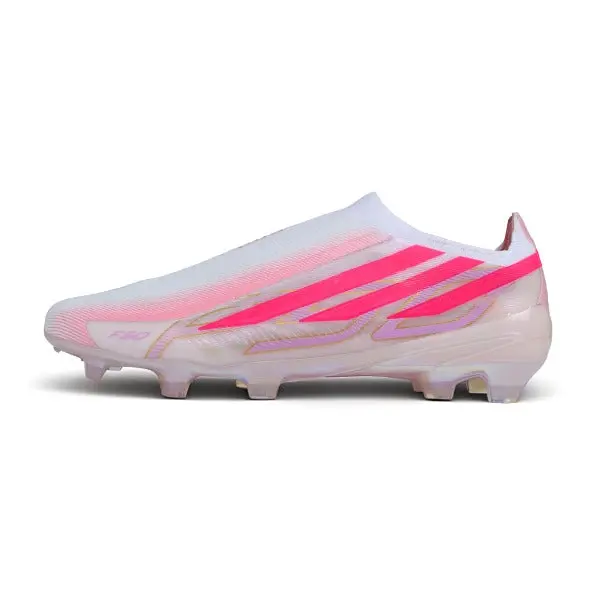 Adidas F50 Hyperfast Laceless Elite Light Pink and White Firm Ground FG Football Boot