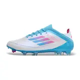Adidas F50 Primeknit Elite Blue White and Pink Firm Ground FG Kids Football Boot