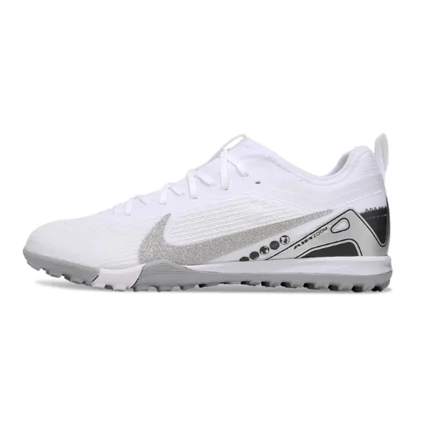 Nike Zoom Mercurial Vapor 16 Pro White and Silver Vini Kids Turf TF Football Boot