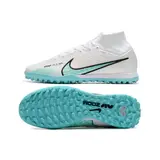 Nike Zoom Mercurial Superfly 9 Elite White and Blue Turf TF Football Boot