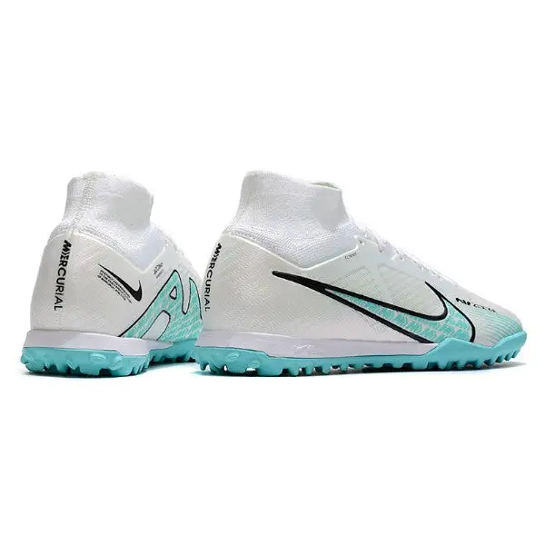Nike Zoom Mercurial Superfly 9 Elite White and Blue Turf TF Football Boot