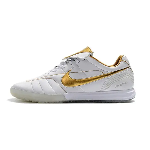 Nike Tiempo 7 R10 Elite White and Golden Indoor IC Football Boot