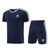 Adidas Dark Blue Training Set T-Shirt and Shorts - Trefoil Logo