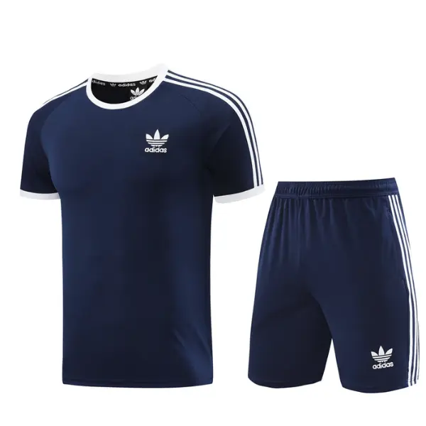 Adidas Dark Blue Training Set T-Shirt and Shorts - Trefoil Logo